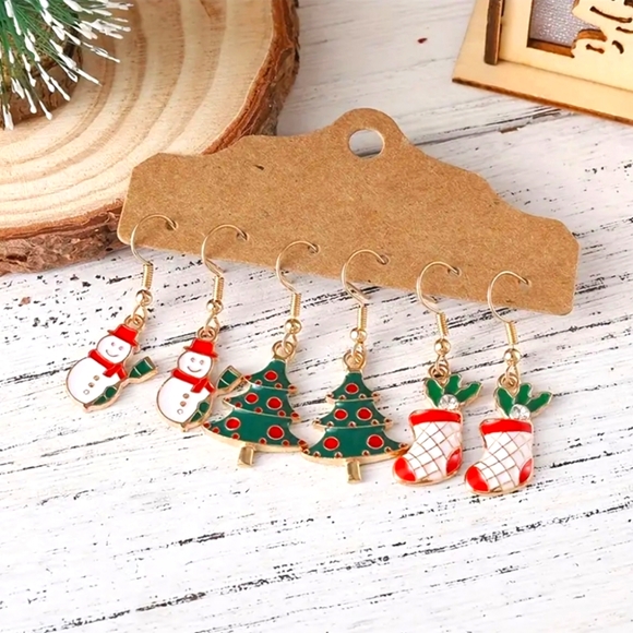 3 Pairs Christmas Earrings - Picture 1 of 4